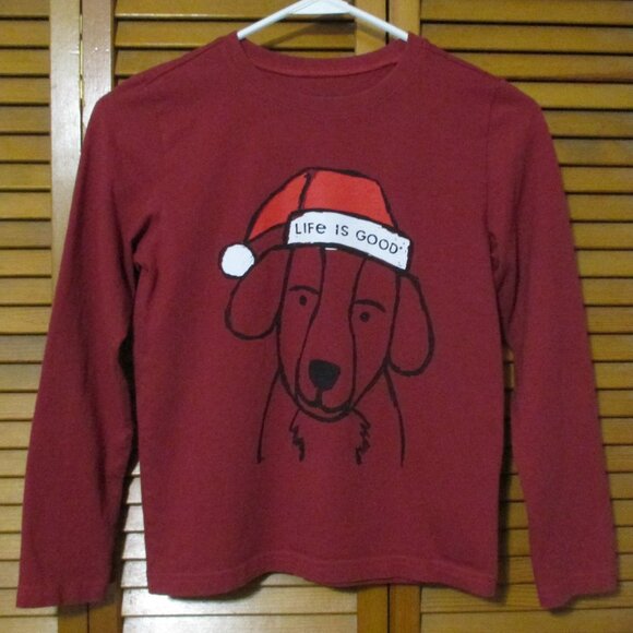 Life Is Good Other - Life Is Good NWOT boys long sleeve Christmas tee with dog head size M (7-8)